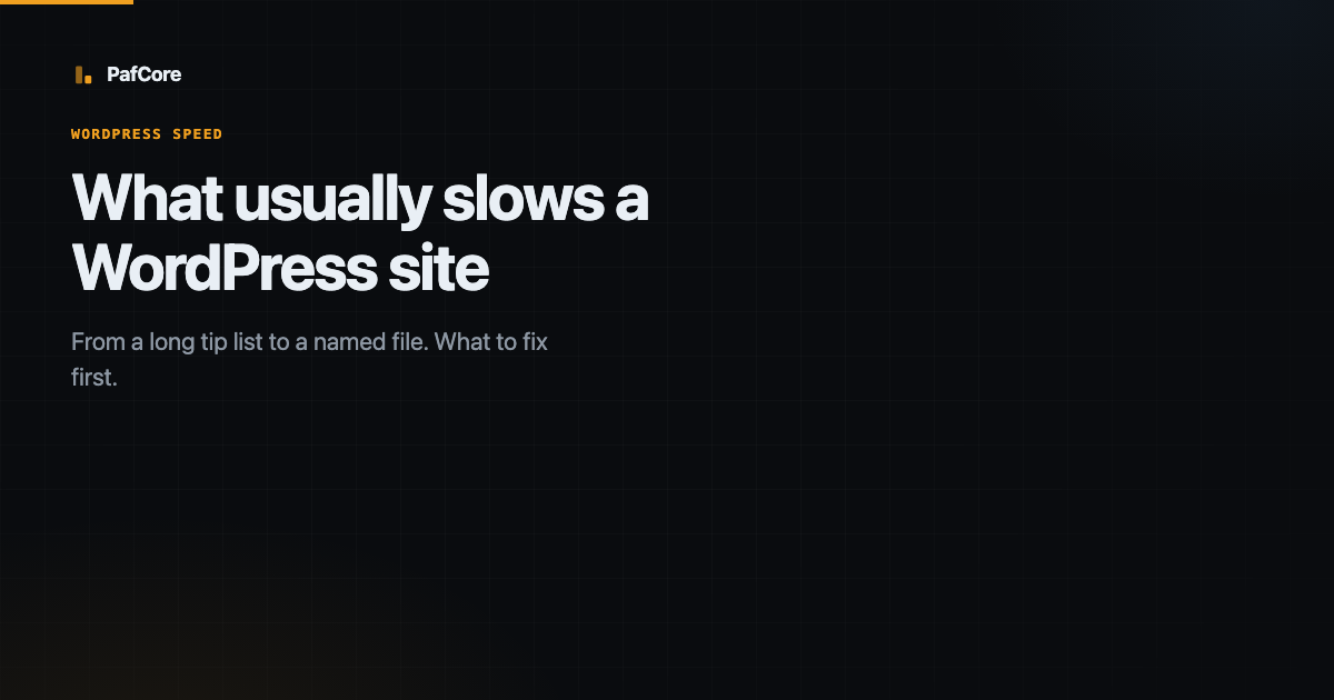 WordPress site speed: from a long tip list to a named file and what to fix first